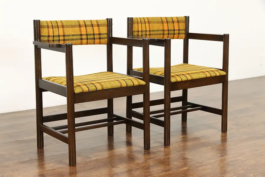 Main image of Midcentury Modern Pair of 1960 Vintage Oak Office Chairs, Charlotte