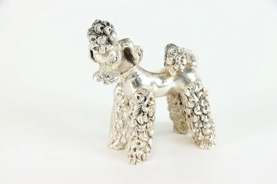 Main image of Poodle Dog Sculpture Vintage Sterling Silver Figurine