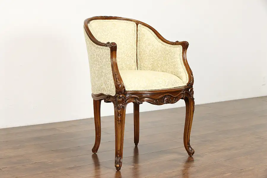 Main image of Carved Walnut French Antique Armchair, Vanity Chair, Borgwardt & Ernst