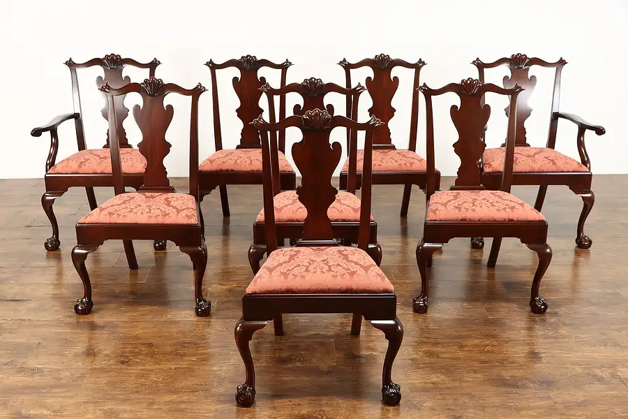 Main image of Set of 8 Georgian Chippendale Design Vintage Dining Chairs, Henkel Harris