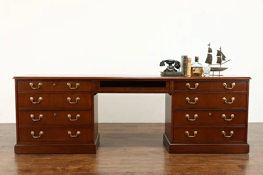 Main image of Traditional Vintage Office Credenza, Computer Desk, Lateral File, Baker