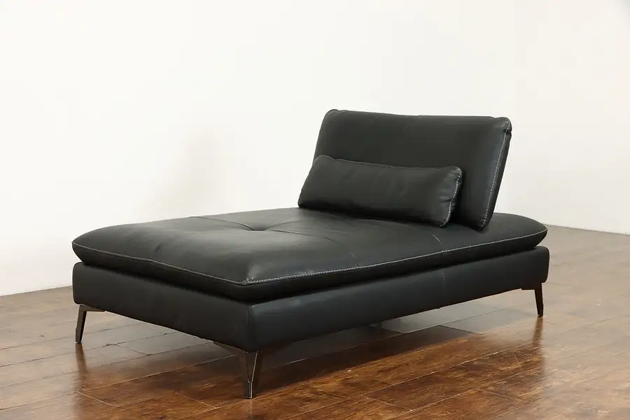 Main image of Italian Roche Bobois Contemporary Adjustable Leather Chaise Lounge Miti