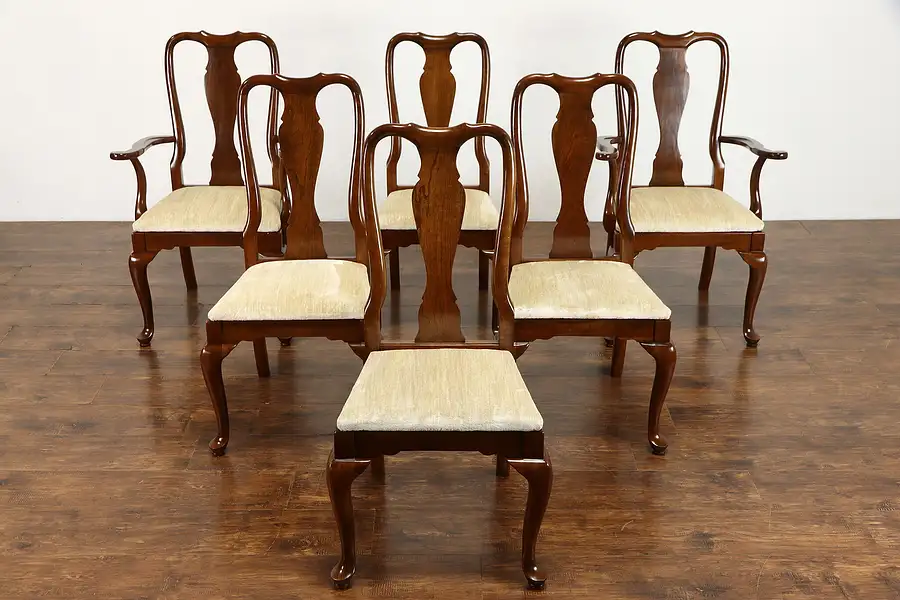 Main image of Set of 6 Traditional Cherry Dining Chairs, Signed Kling