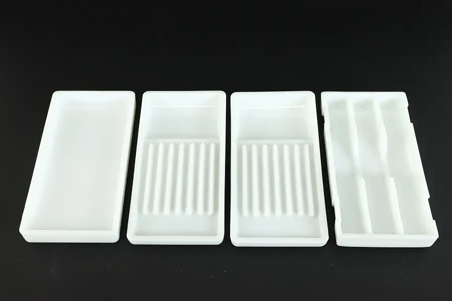 Main image of Antique Milk Glass 4 Dental Trays, American, Two Rivers WI