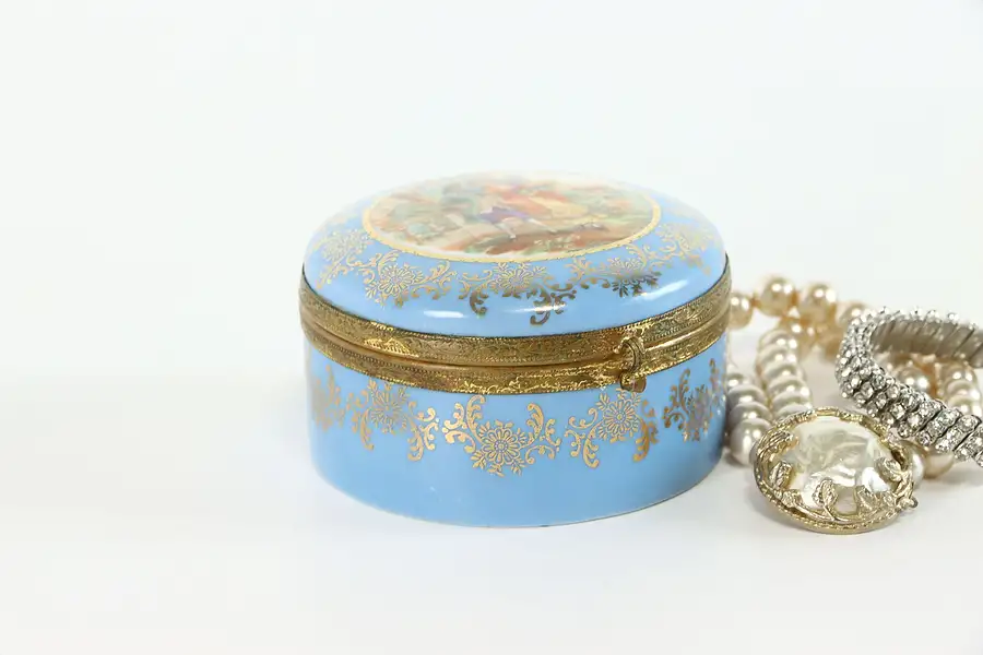 Main image of Victorian Antique Porcelain German Jewelry, Boudoir, Dresser Jar