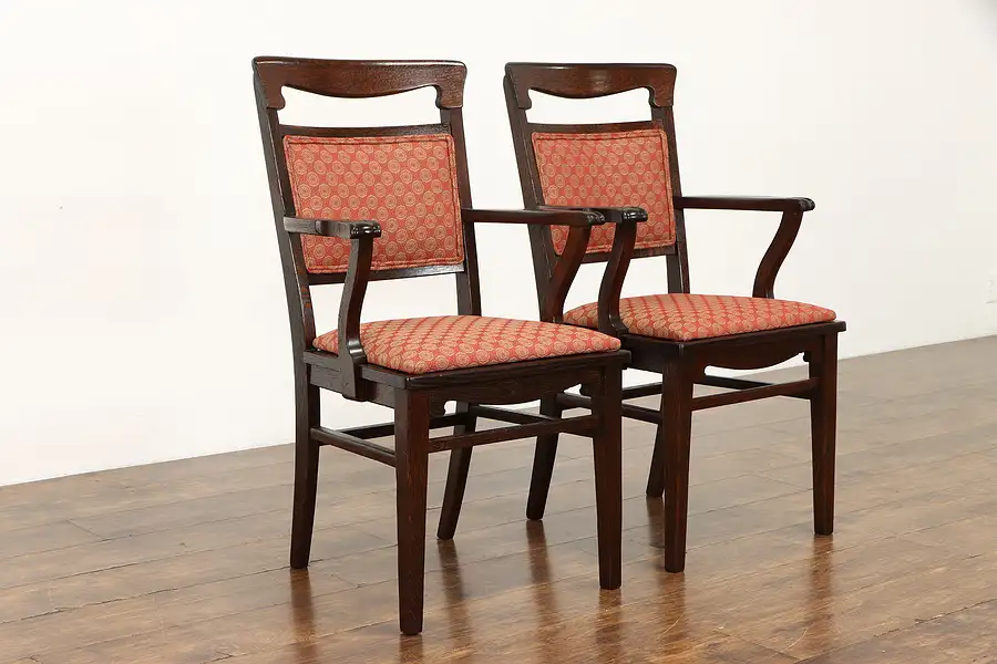 Main image of Pair of Antique Mission Oak Arts & Crafts Craftsman Desk or Dining Chairs