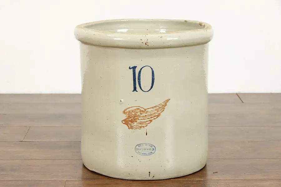 Main image of Stoneware 10 Gallon Antique Country Farmhouse Red Wing Crock