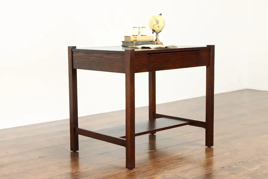 Main image of Mission Oak Arts & Crafts Antique Library Table Craftsman Office Desk