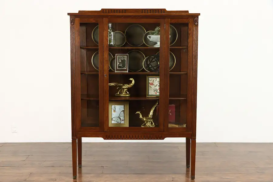 Main image of Traditional Antique Oak China or Curio Display Cabinet, Bookcase