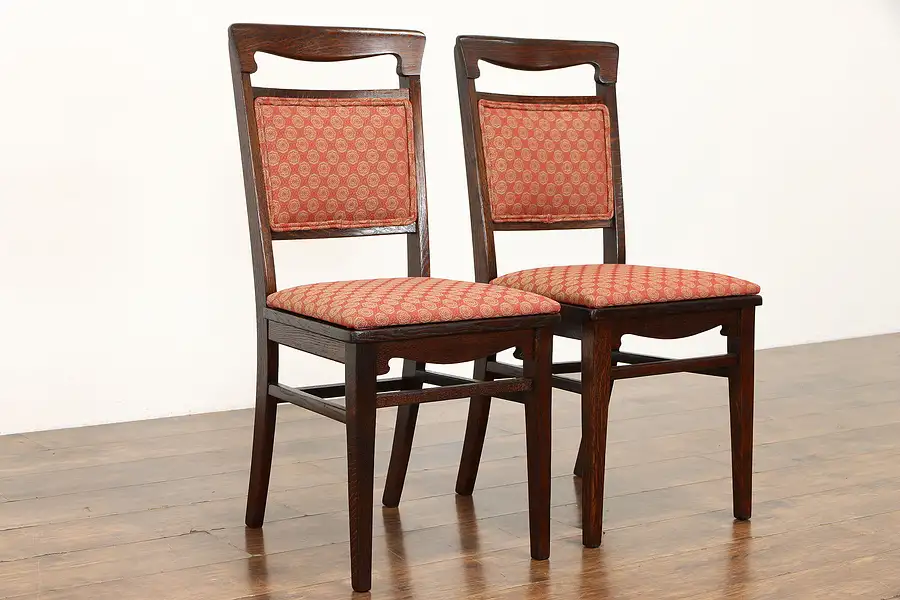 Main image of Pair of Antique Mission Oak Arts & Crafts Craftsman Desk or Dining Chairs