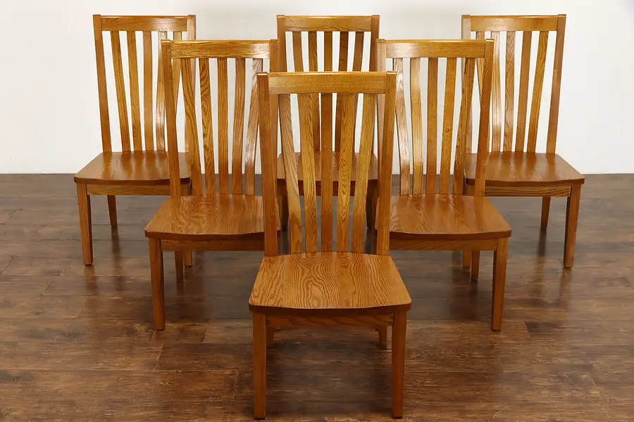 Main image of Set of 6 Arts & Crafts, Mission Oak, Vintage Dining Chairs, Shin Lee