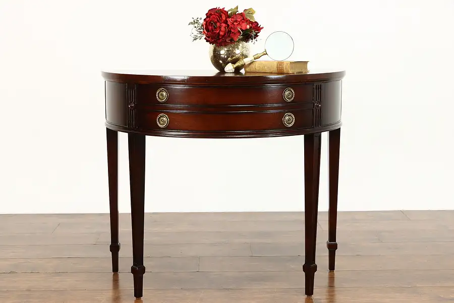 Main image of Georgian Design Vintage Mahogany Half Round Demilune, Hall Console Table