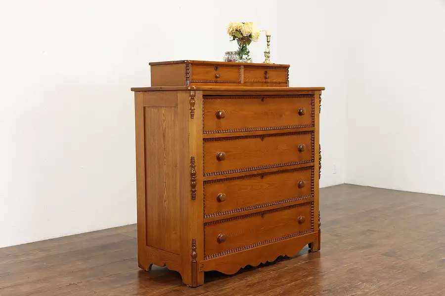 Main image of Victorian Antique Farmhouse Chestnut Dresser or Chest, Jewelry Drawers