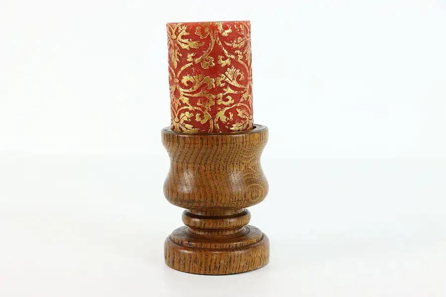 Main image of Oak Farmhouse Vintage Candle Holder, Signed EB Johnson, Cambridge, KA