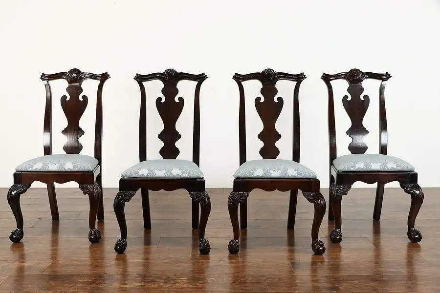 Main image of Set of 4 Vintage Georgian Design Dining or Game Table Chairs, Century