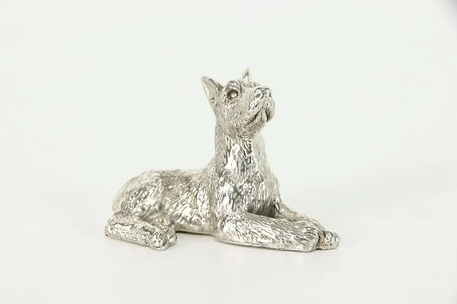 Main image of Terrier Dog Sculpture Vintage Sterling Silver Figurine