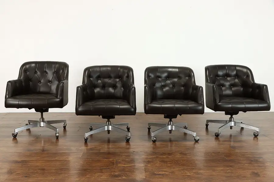 Main image of Set of 4 Midcentury Modern Vintage Swivel Conference Desk Chairs, Marble