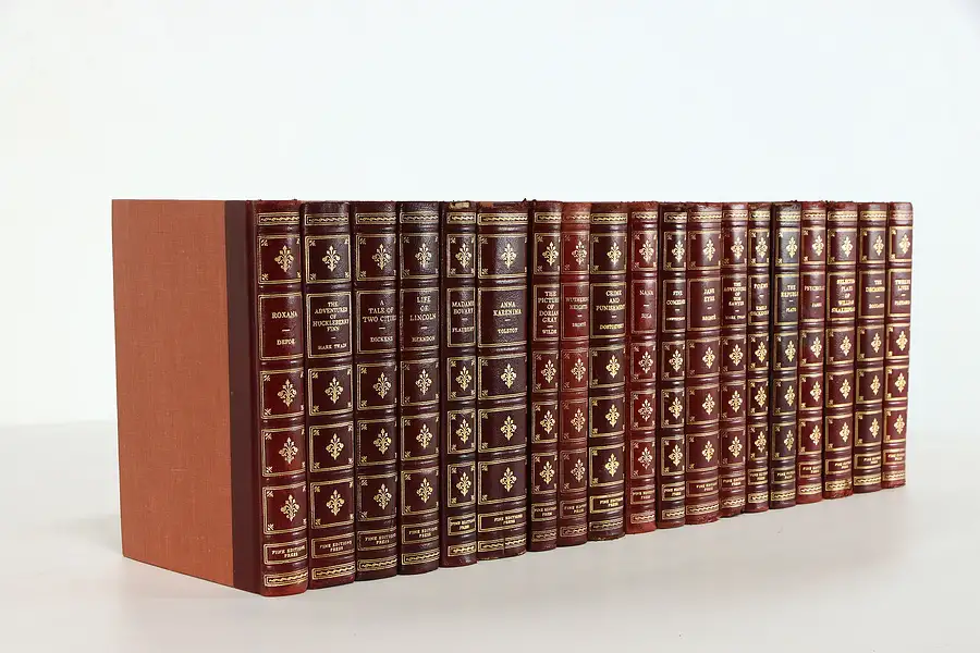 Main image of Set of 19 Great Classics Vintage Leatherbound Books, Fine Editions Press