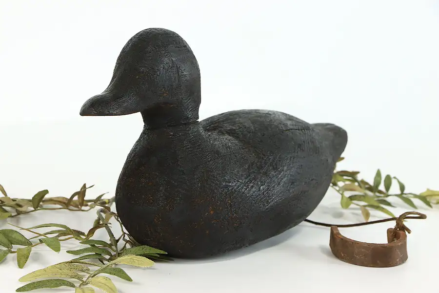 Main image of Carved Folk Art Farmhouse Antique Duck Decoy Sculpture