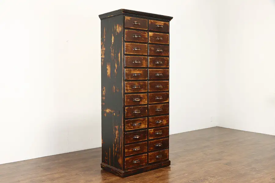 Main image of Farmhouse Industrial Antique 24 Drawer Office, Library Collector Cabinet