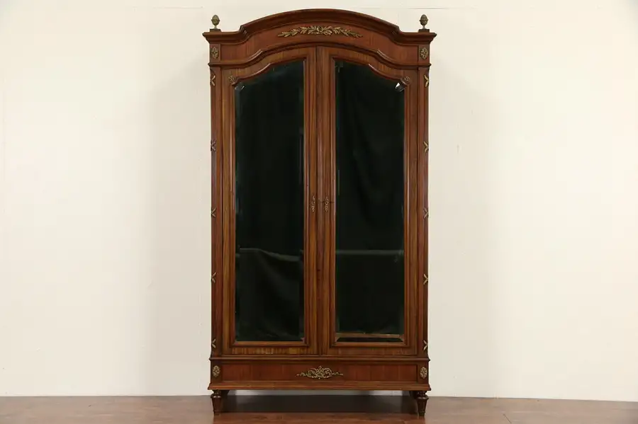 Main image of French Empire Antique Armoire, Mahogany and Bronze Mounts