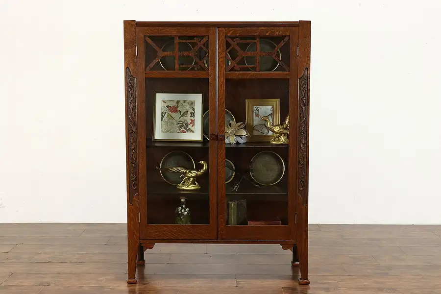 Main image of Arts & Crafts Mission Antique Office or Library Bookcase, Display Cabinet