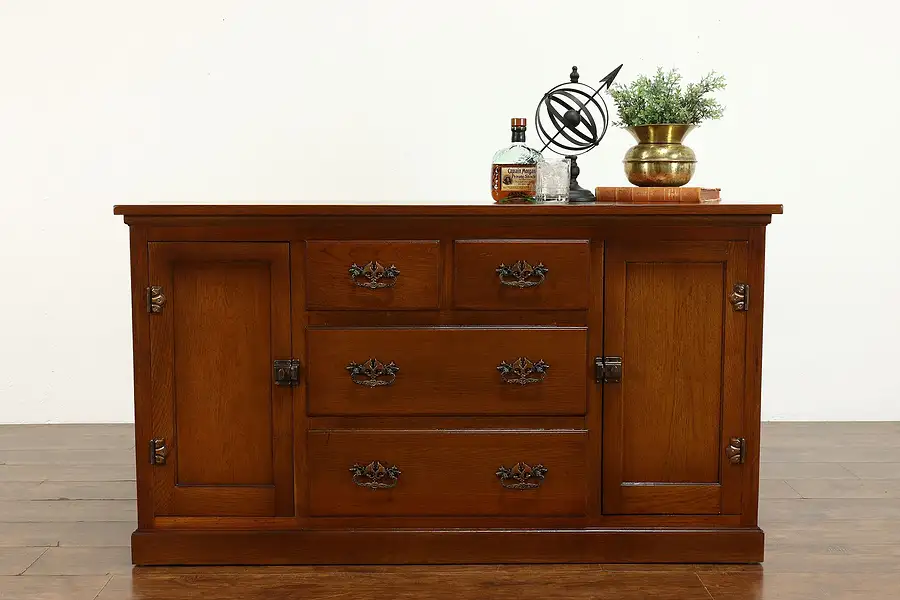 Main image of Victorian Farmhouse Antique Oak Kitchen Counter, Sideboard, TV Console