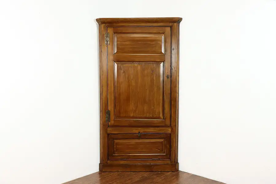 Main image of Farmhouse Country Pine Antique Corner Cabinet, Pantry Cupboard