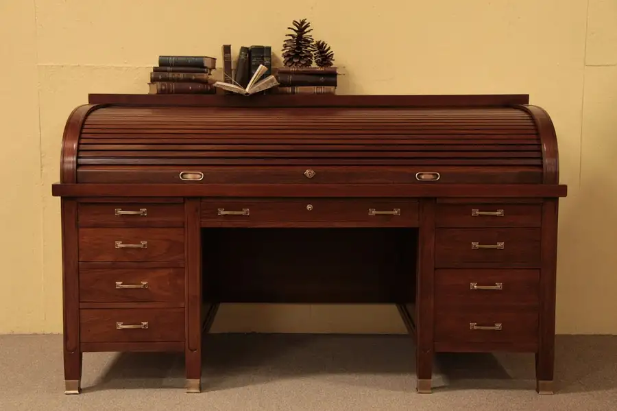 Main image of Antique 6' Walnut Rolltop Desk