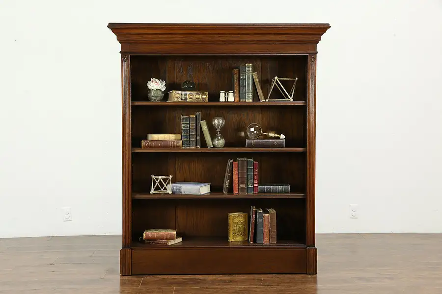 Main image of Oak Antique Bookcase or Pantry Cupboard, Adjustable Shelves