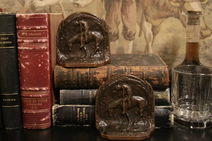 Main image of End of the Trail Pair Antique 1910 Bronze Bookends