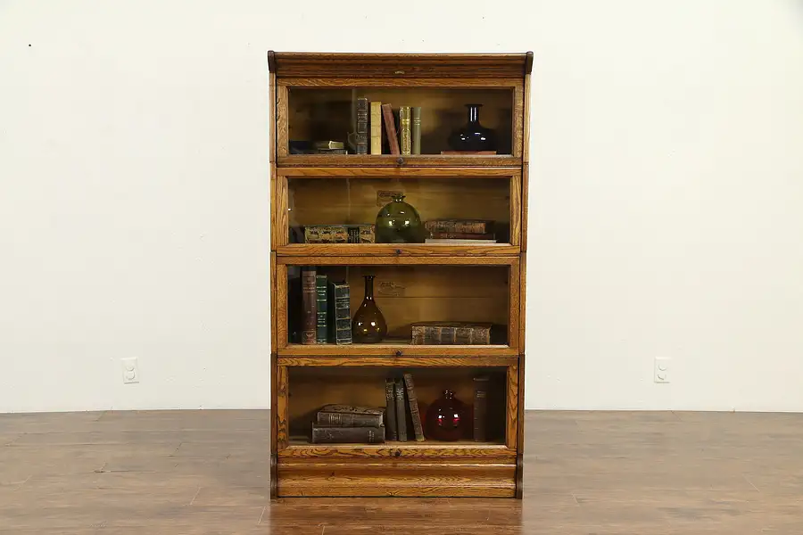 Main image of Oak Antique 4 Stack Lawyer Bookcase, Lundstrom of NY