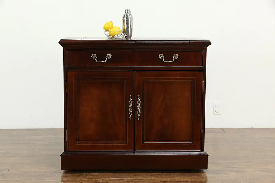 Main image of Traditional Mahogany Vintage Rolling Bar Cabinet or Server, Bernhardt