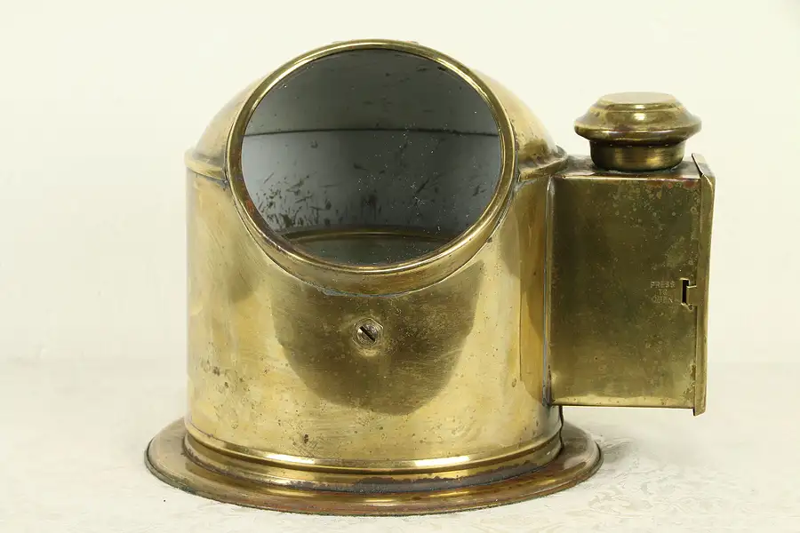 Main image of English Brass Antique Ship Compass & Sherwood Lantern