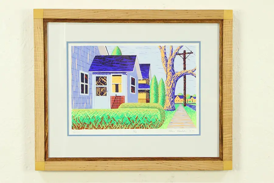 Main image of Houses Serigraph by Bruce Bodden, Wisconsin Artist, Custom Frame