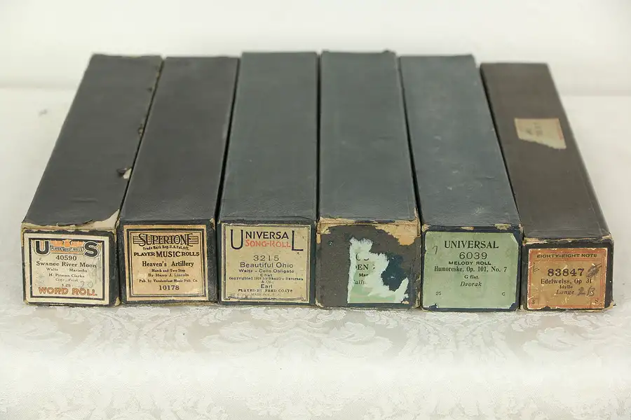 Main image of Group of 6 Player Piano Rolls, Swanee River Moon, Edelweiss, Beautiful Ohio Etc