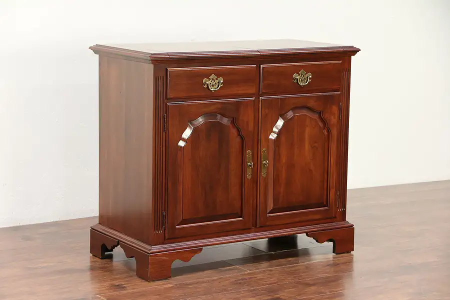 Main image of Cherry Vintage Bar Cabinet, Laminate Serving Top, Ethan Allen Knob Creek