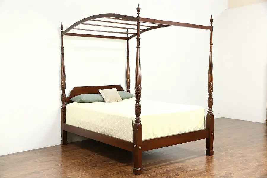 Main image of Ethan Allen Rice Plantation Four Poster Queen Size Bed, Removable Canopy