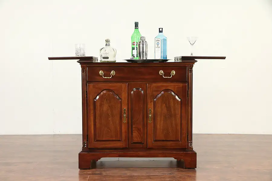 Main image of Traditional Cherry Vintage Bar Cabinet, Flip Serving Top, Signed Mt. Airy