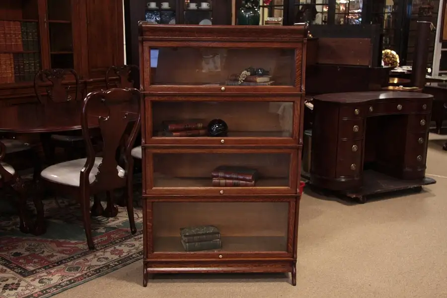 Main image of Set of 4 Oak Stacking Antique Lawyer's Bookcases