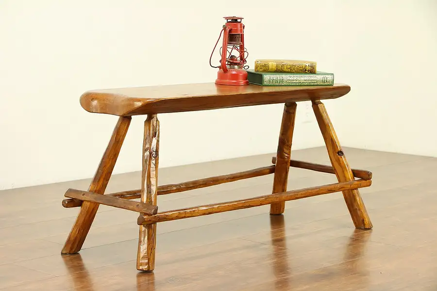 Main image of Rustic Cypress Bench, Signed Wonky Wood Works, Canada