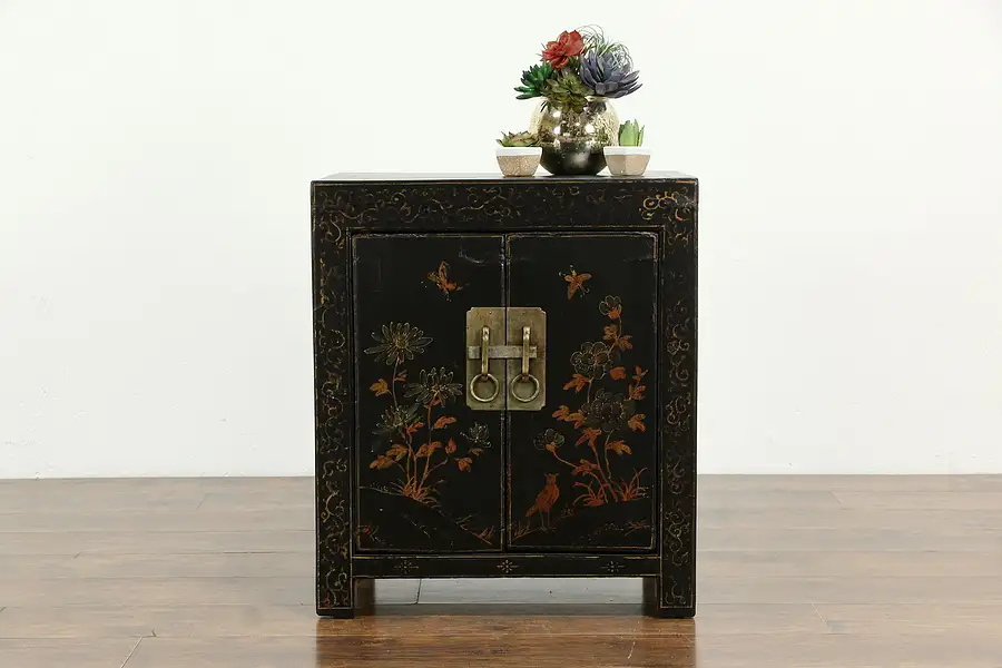 Main image of Chinese Antique Hand Painted Lacquer End Table, Console or Nightstand