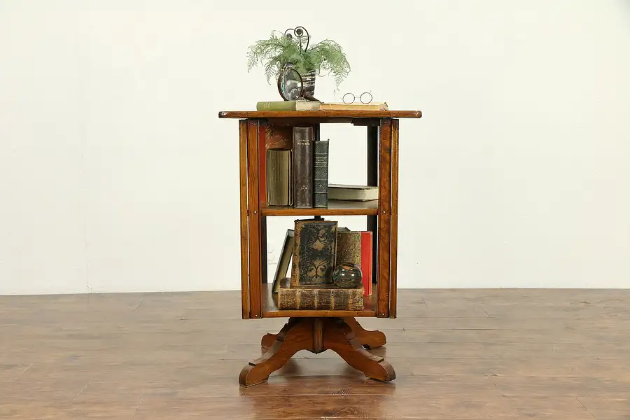 Main image of Victorian Antique Butternut & Pine Spinning Chairside Revolving Bookcase