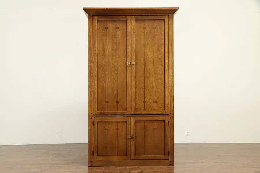 Main image of Oak Arts & Crafts Vintage Craftsman Armoire, Thomasville