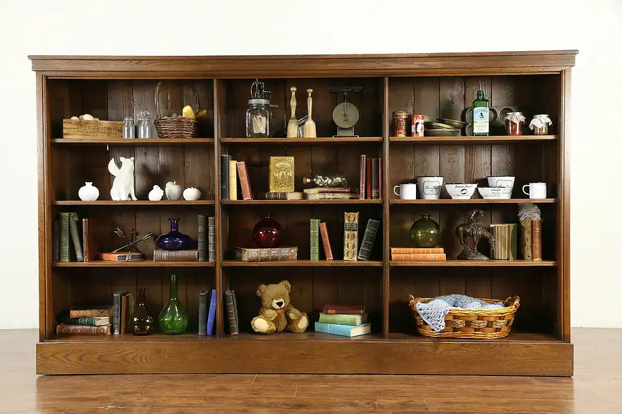 Main image of Oak Antique 8 1/2' Triple Section Bookcase or Pantry Cupboard