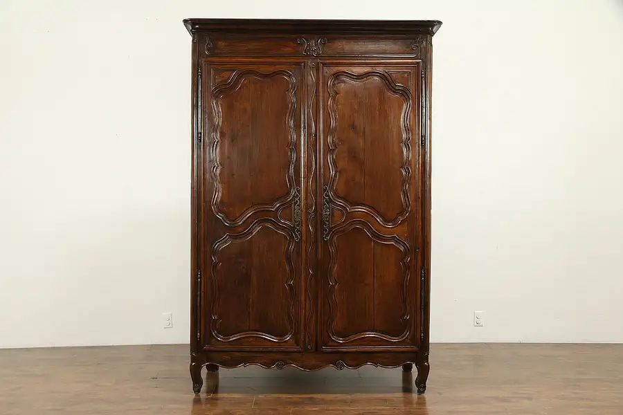 Main image of Country French Antique 1760 Carved Fruitwood Armoire or Wardrobe