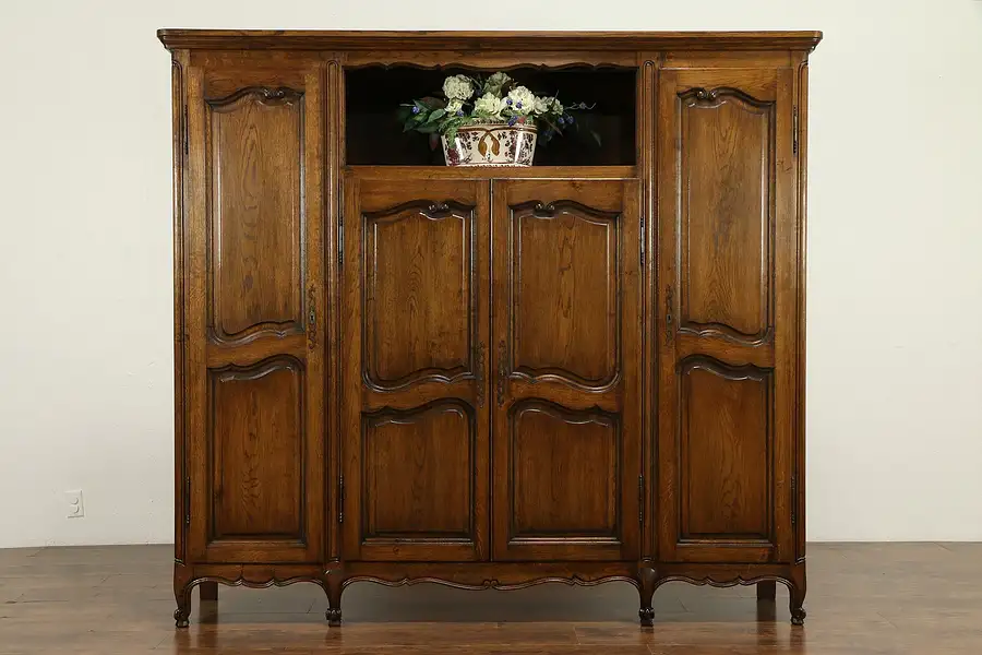 Main image of Country French Oak Antique Bookcase, Linen Press or Closet, Armoire