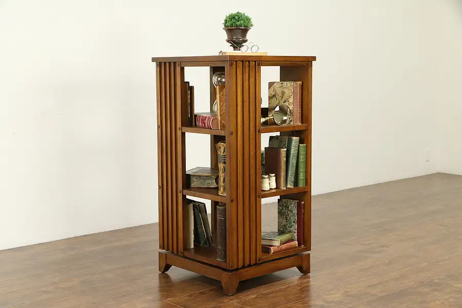 Main image of Mission Oak Craftsman Spinning Vintage Revolving Bookcase