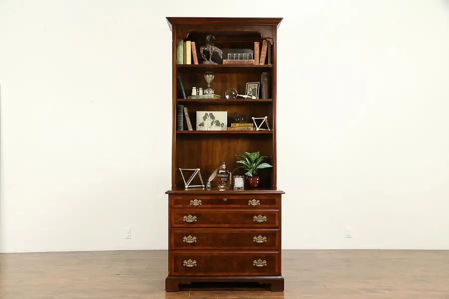 Main image of Traditional Vintage Lateral File & Library Bookcase Signed Widdicomb