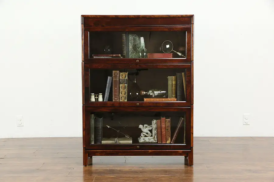 Main image of Lawyer Antique 3 Stack Birch Library or Office Bookcase, Wavy Glass, Gunn